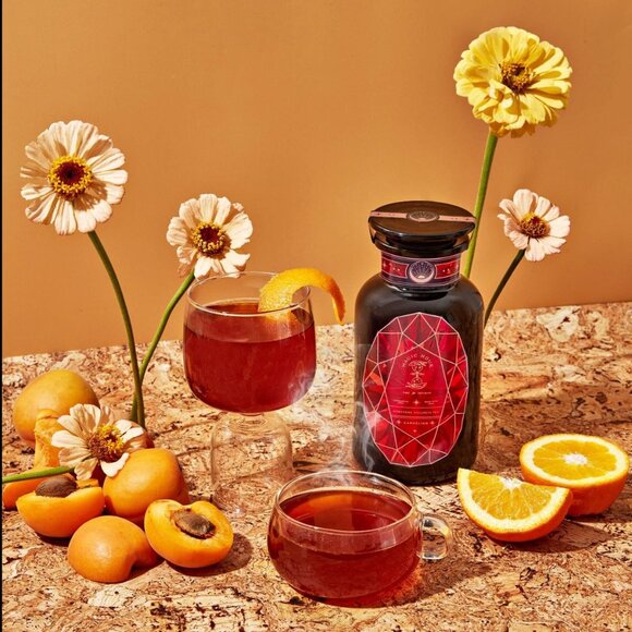 NEW! MAGIC HOUR CARNELIAN CAF-FREE TEA IN VIOLET GLASS APOTHECARY JAR 60-75 CUPS - Picture 1 of 6
